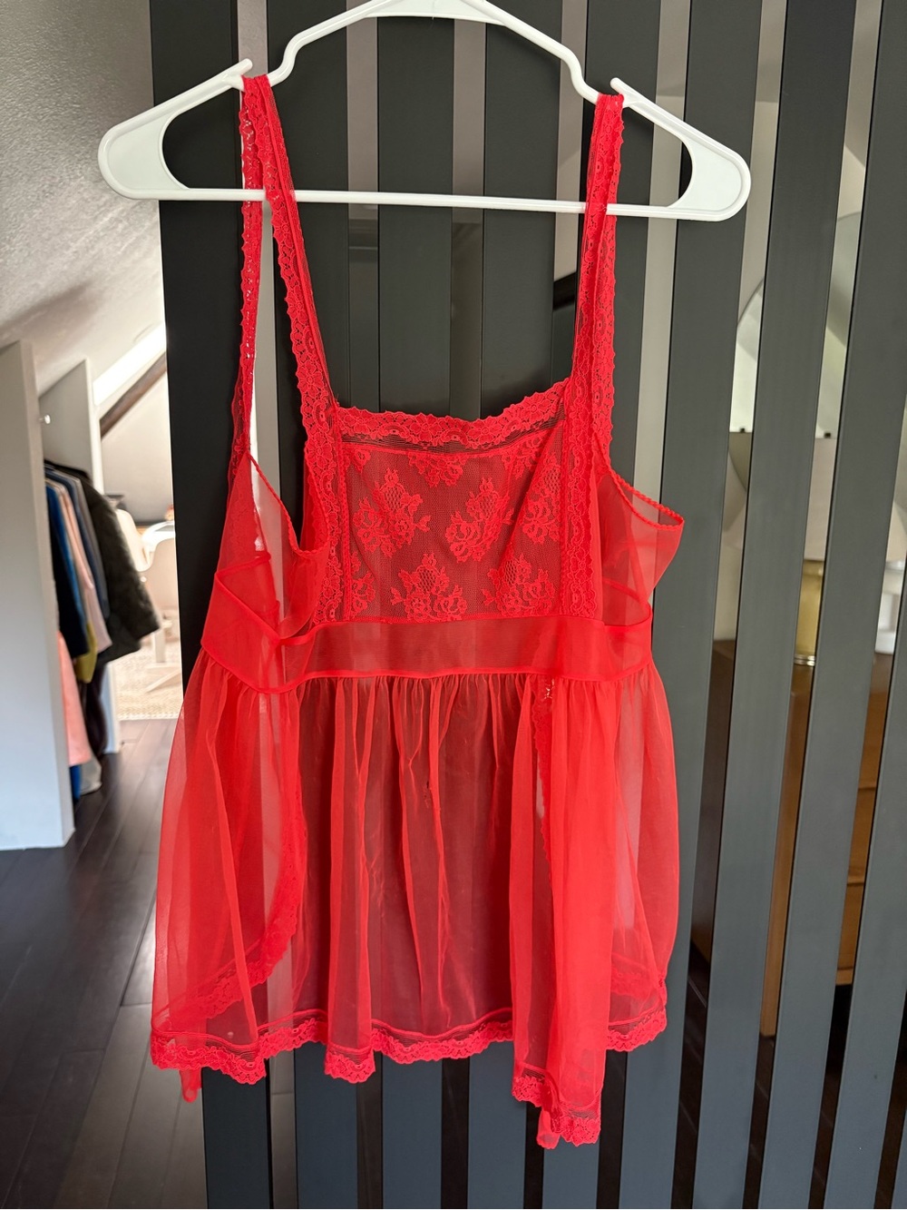 Sheer Red Lace Babydoll Lingerie